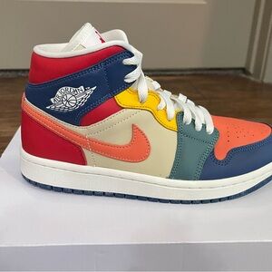Women's Air Jordan 1 Mid SE in French Blue/Magic Ember